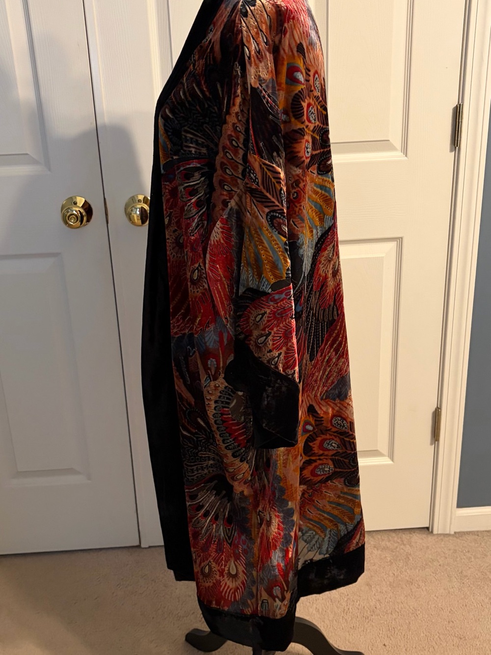 Chico’s velvet peacock pattern duster/kimono/layering piece.New w/ tags, sz L/XL - Picture 4 of 8